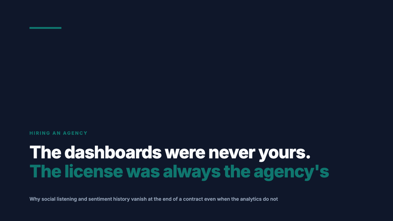 The Social Listening Data Disappears With the Agency Unless You Own the Tool License