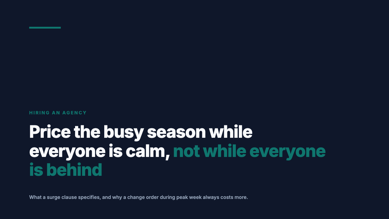 Build a Surge Clause Into Your Retainer Before Peak Season Hits